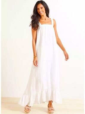 Bobi Cotton Women’s White Maxi Sundress Evereve - S